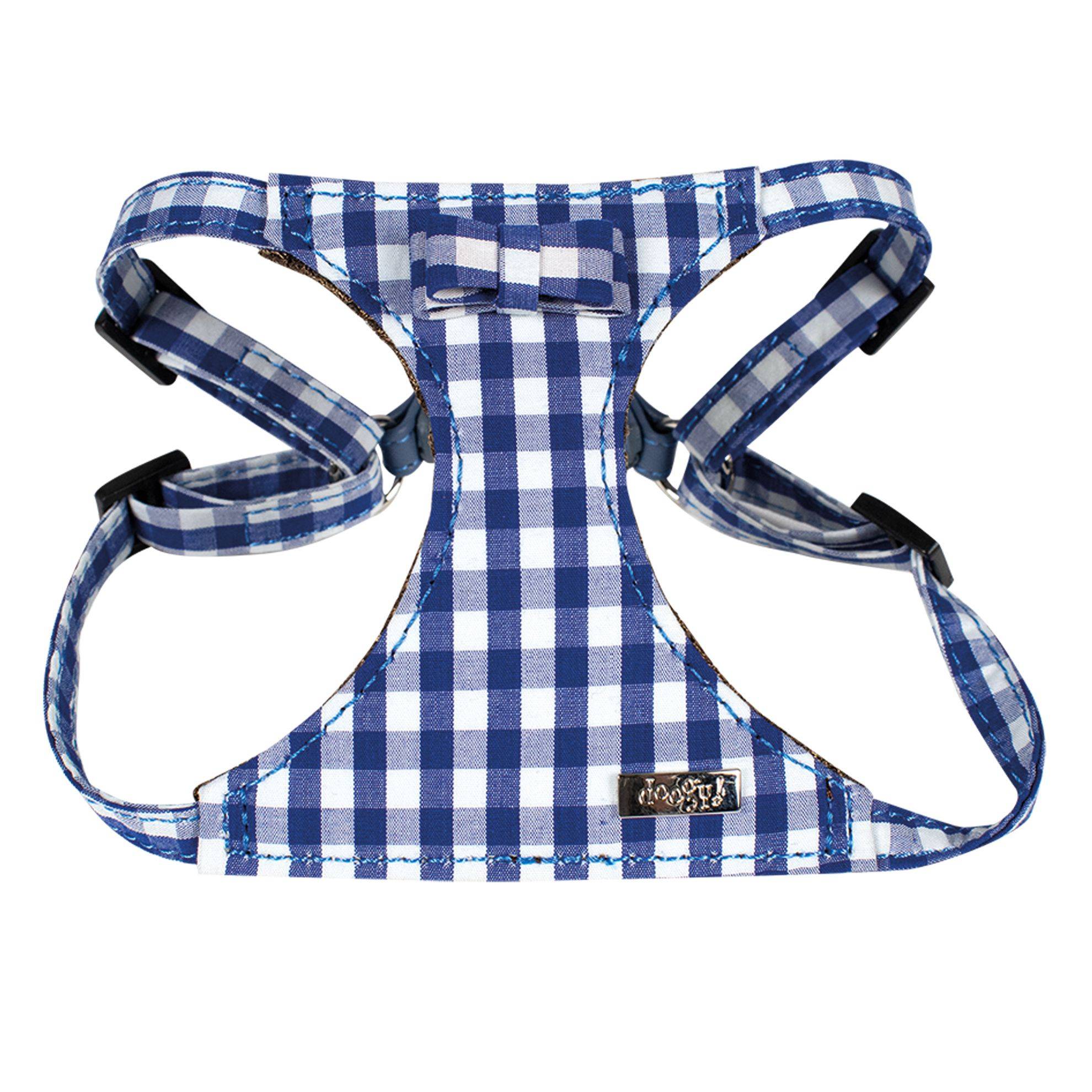 Harnais Vichy Bleu Marine : XS DOOGY FASHION