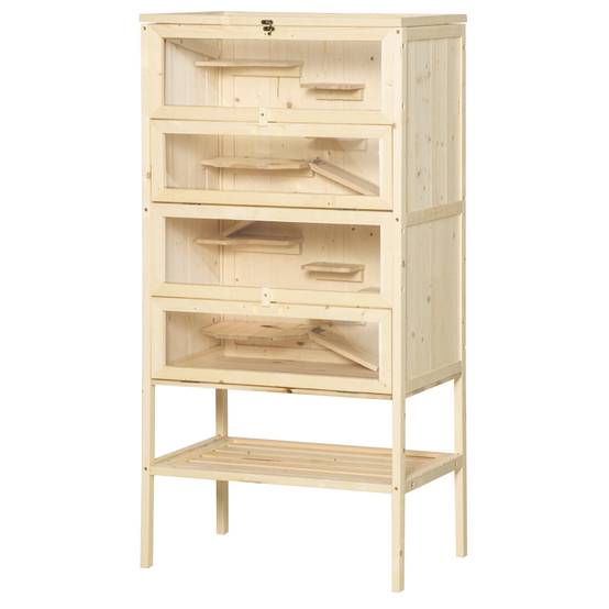 Cage pour rongeurs bois naturel 60 x 40 x 120 cm - PANGIVO - Image 2