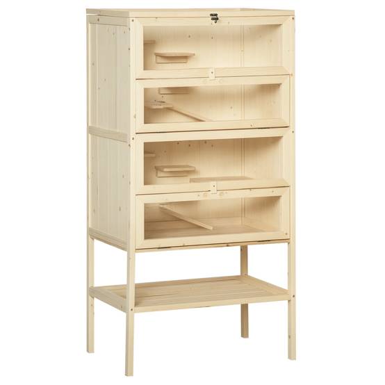 Cage pour rongeurs bois naturel 60 x 40 x 120 cm - PANGIVO - Image 1