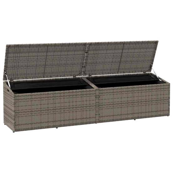 Boîte de Rangement Géante Résine Tressée Étanche avec Vérin à Gaz pour Terrasse Gris 220x50x58 cm – ComfortXL Outdoor Living - Image 4