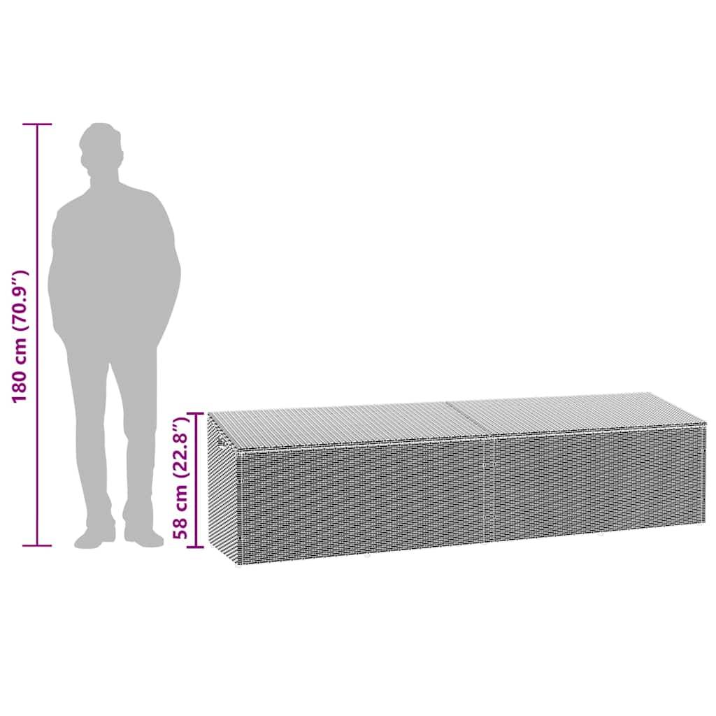 Boîte de Rangement Géante Résine Tressée Étanche avec Vérin à Gaz pour Terrasse Gris 220x50x58 cm – ComfortXL Outdoor Living - Image 6
