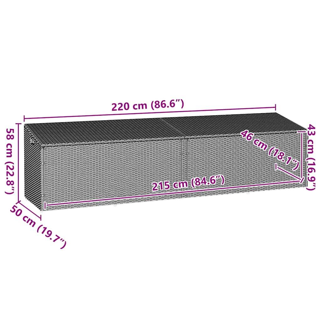 Boîte de Rangement Géante Résine Tressée Étanche avec Vérin à Gaz pour Terrasse Gris 220x50x58 cm – ComfortXL Outdoor Living - Image 5