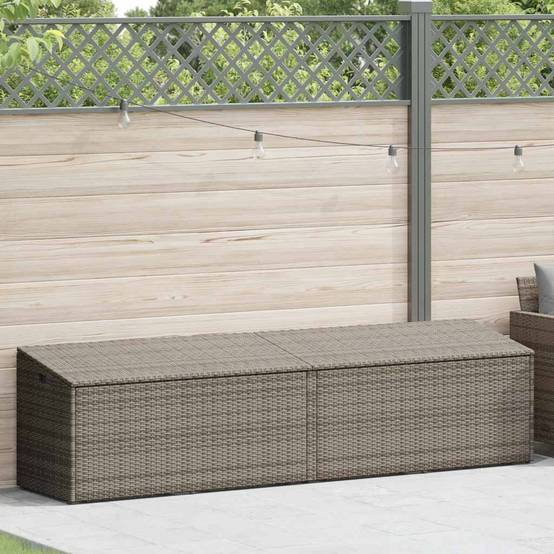 Boîte de Rangement Géante Résine Tressée Étanche avec Vérin à Gaz pour Terrasse Gris 220x50x58 cm – ComfortXL Outdoor Living - Image 2