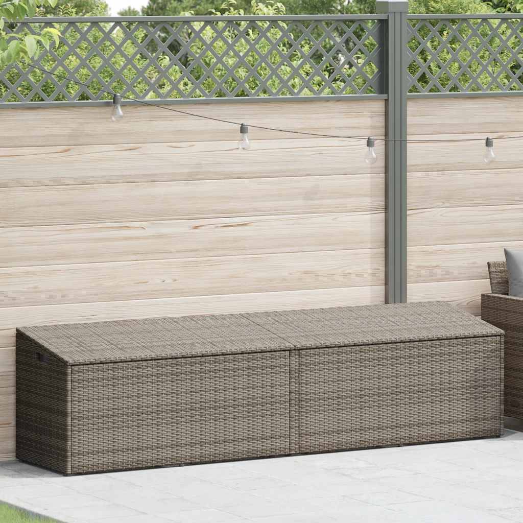 Boîte de Rangement Géante Résine Tressée Étanche avec Vérin à Gaz pour Terrasse Gris 220x50x58 cm – ComfortXL Outdoor Living - Image 2
