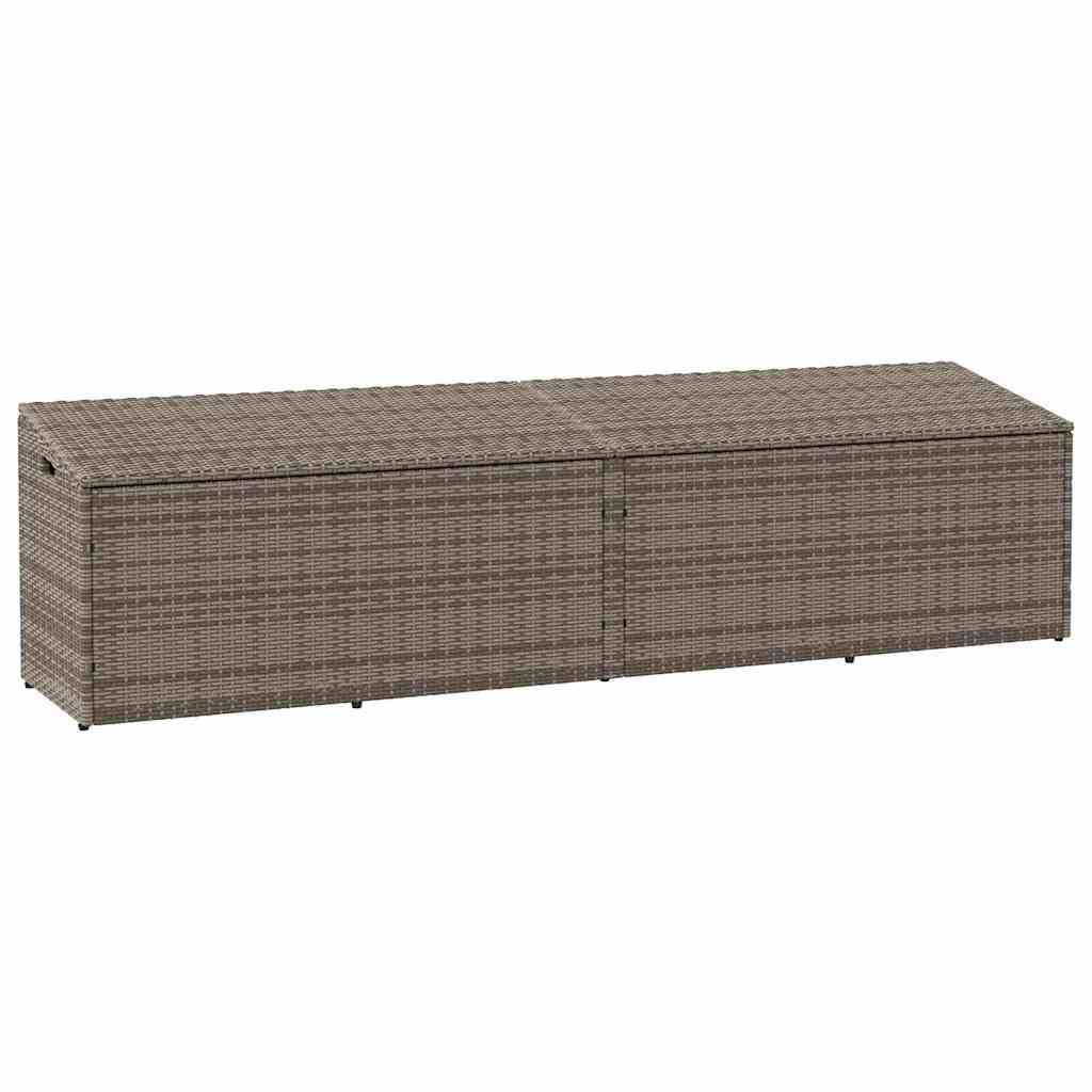 Boîte de Rangement Géante Résine Tressée Étanche avec Vérin à Gaz pour Terrasse Gris 220x50x58 cm – ComfortXL Outdoor Living - Image 1