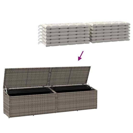 Boîte de Rangement Géante Résine Tressée Étanche avec Vérin à Gaz pour Terrasse Gris 220x50x58 cm – ComfortXL Outdoor Living - Image 7
