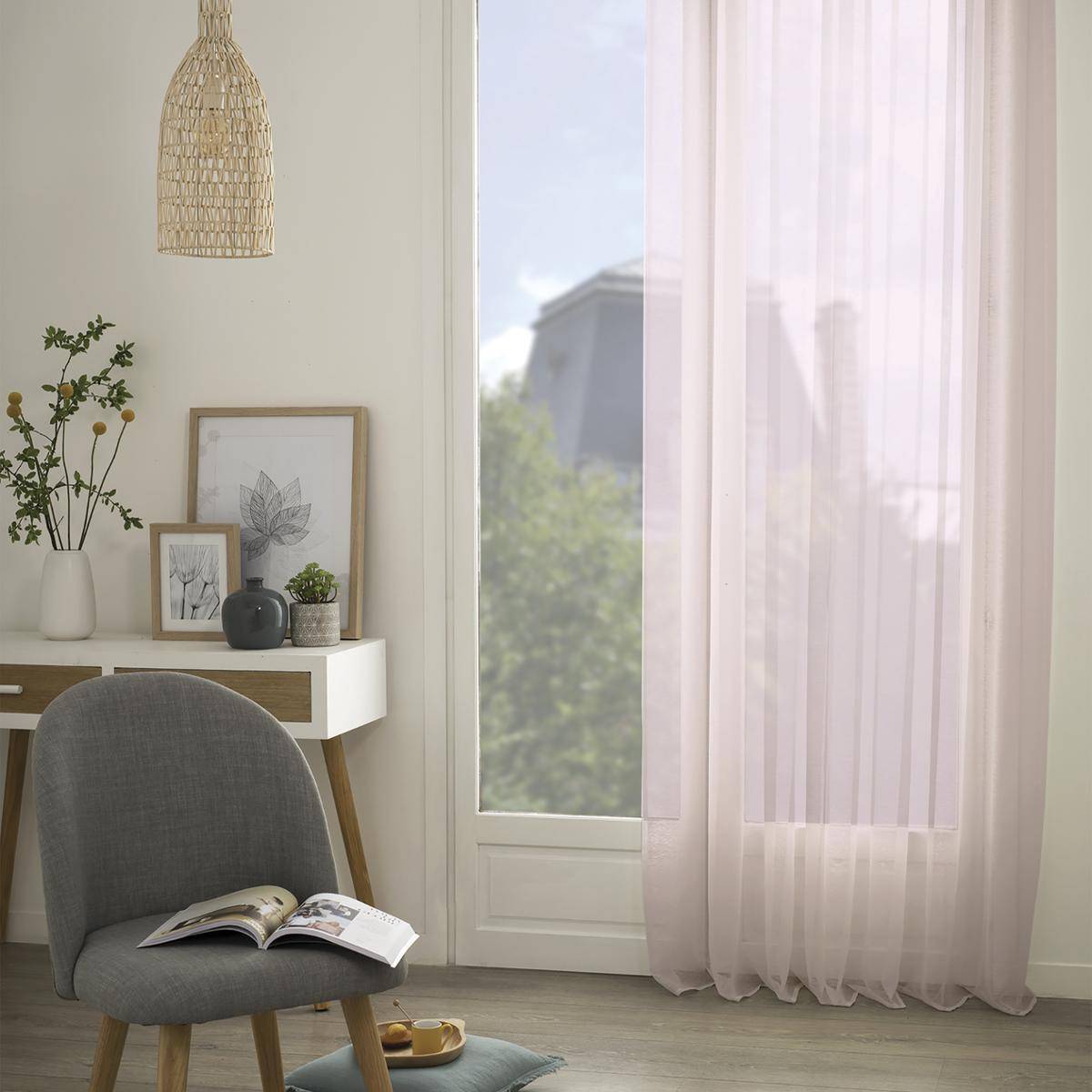 Atmosphera - Voilage "Moly" rose clair 135x240cm - Atmosphera Créateur d'intérieur - Imagen 3