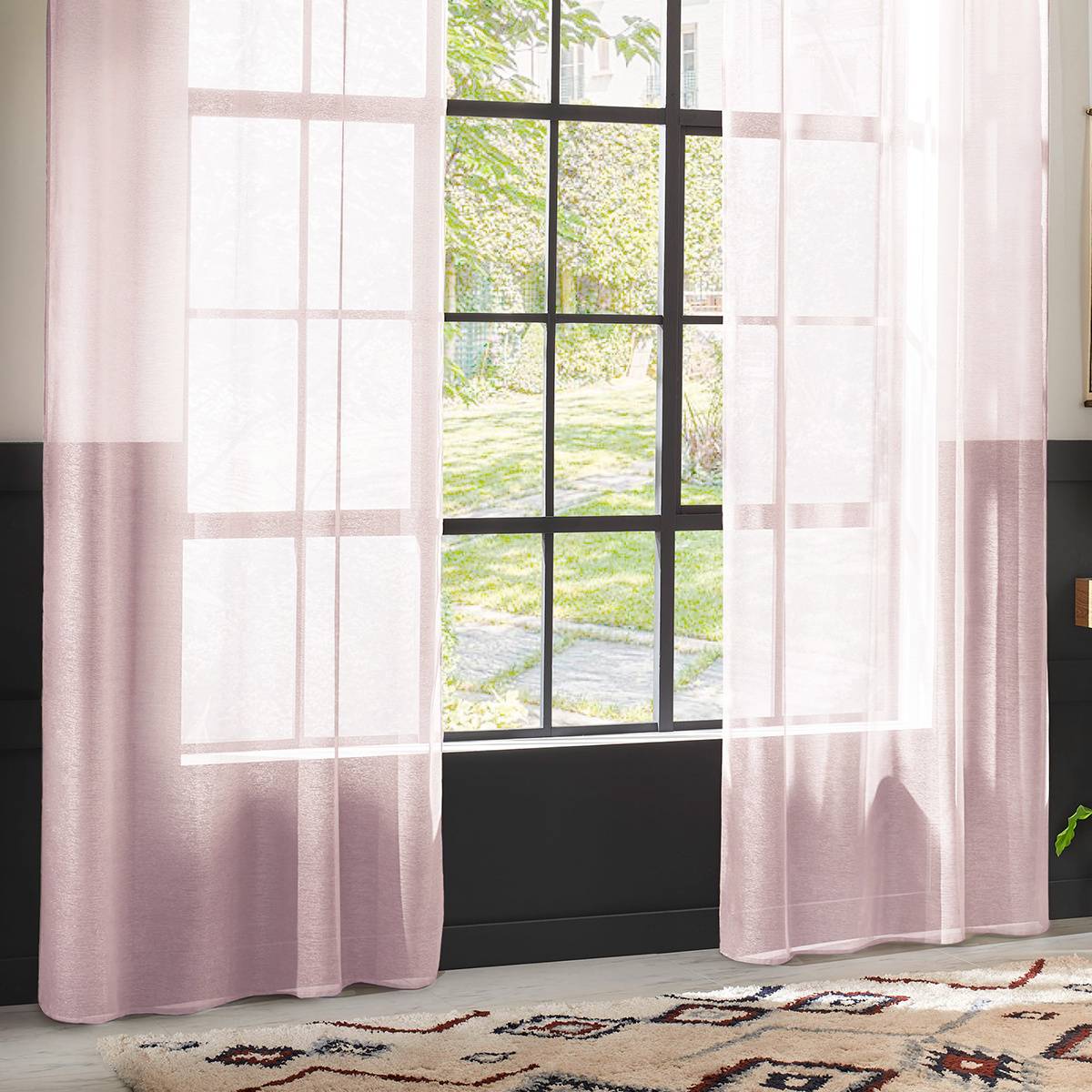 Atmosphera - Voilage "Moly" rose clair 135x240cm - Atmosphera Créateur d'intérieur - Imagen 1