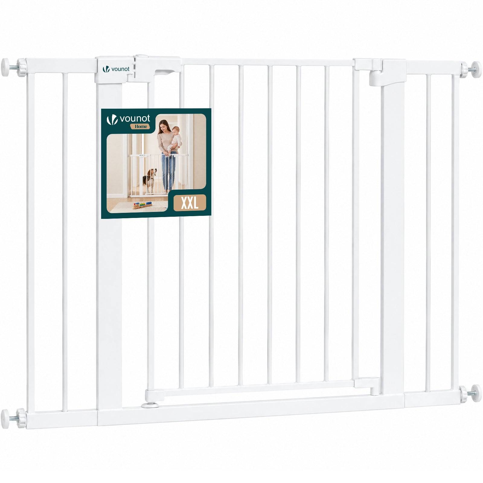 Vounot - Barrière de sécurité 103-110cm en métal blanc - Sans perçage - Fermeture magnétique - Double verrouillage - VOUNOT® - Image 1