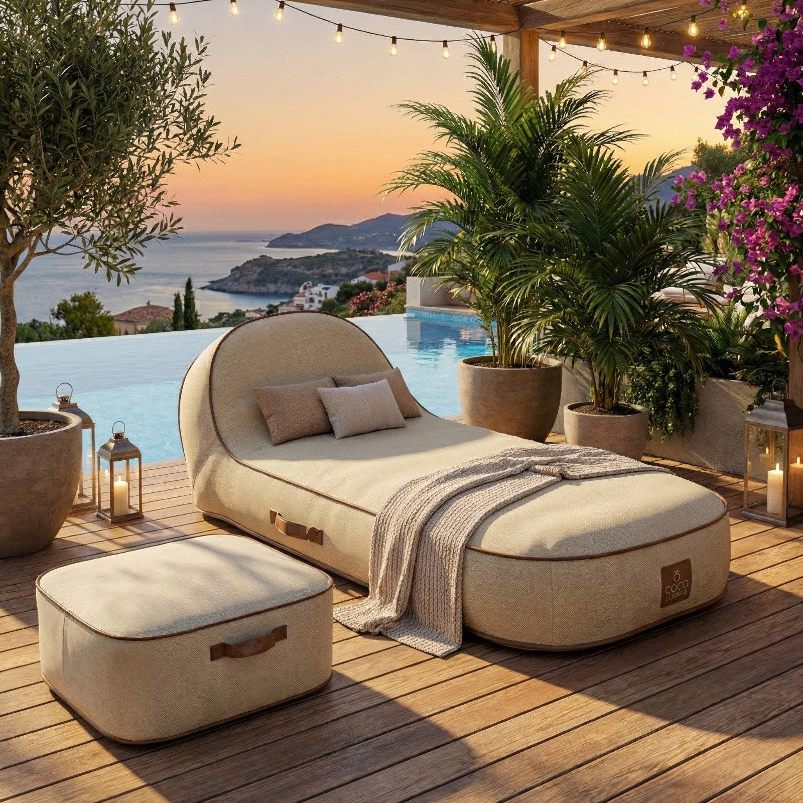 Coco Lounge - Coco Lounge Transat gonflable PALMA Collection Aloha - blanc cassé - Image 1