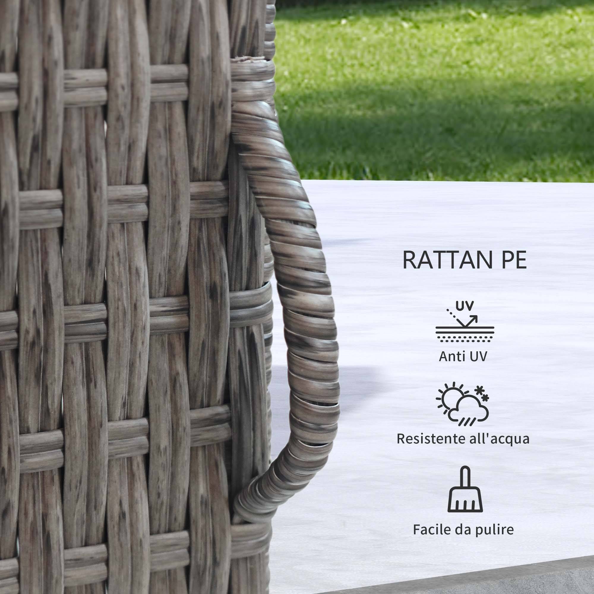 Armoire de rangement jardin 2 niveaux acier résine tressée 120cm gris - ComfortXL Outdoor Living - Image 7