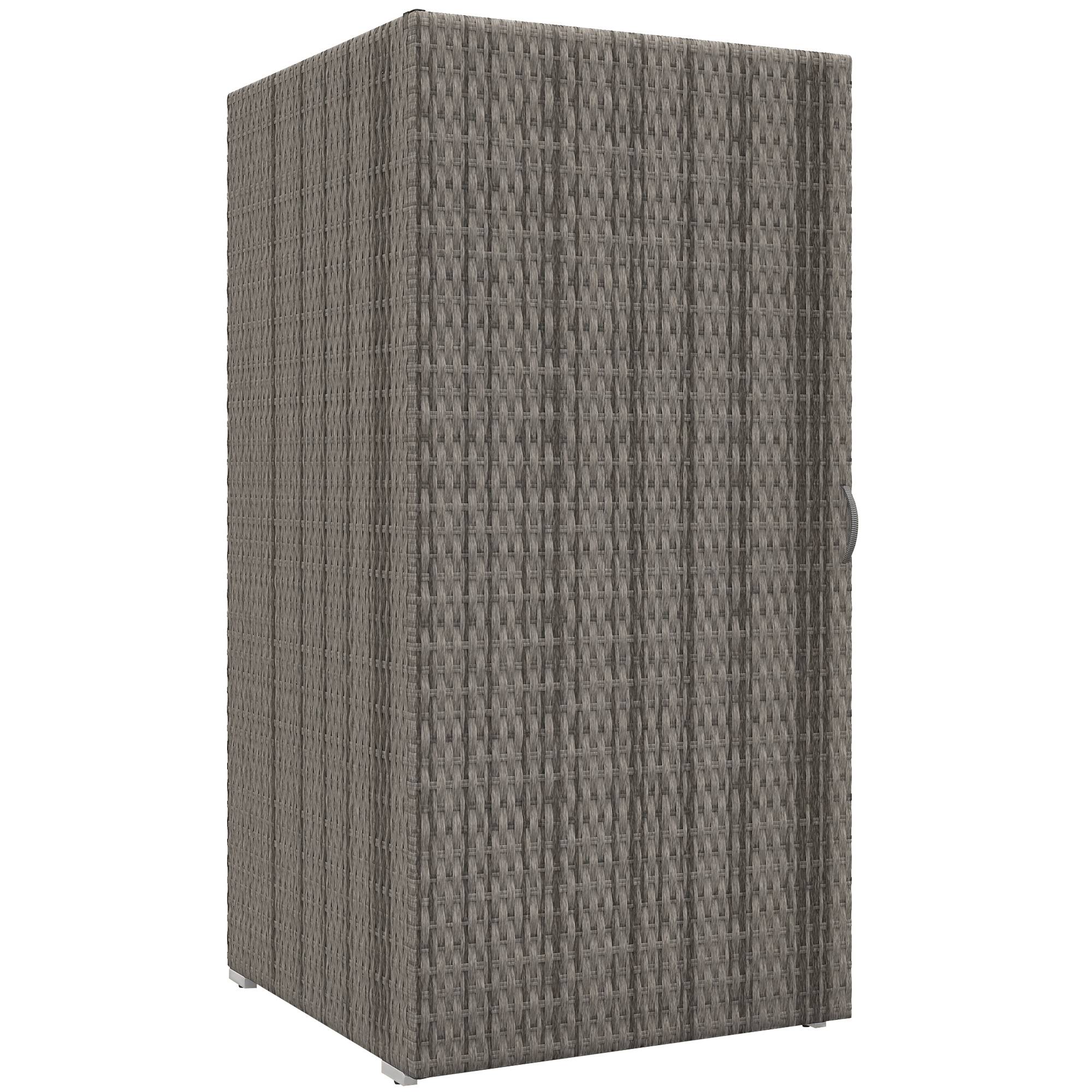 Armoire de rangement jardin 2 niveaux acier résine tressée 120cm gris - ComfortXL Outdoor Living