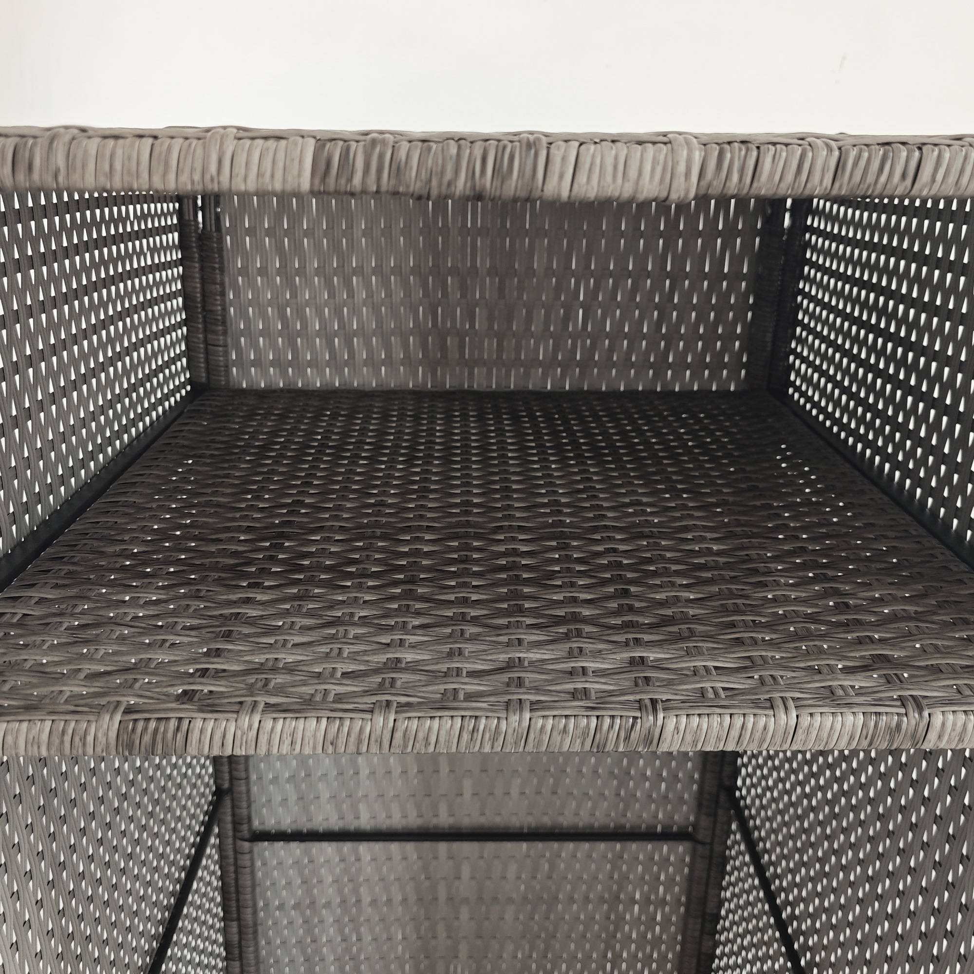 Armoire de rangement jardin 2 niveaux acier résine tressée 120cm gris - ComfortXL Outdoor Living - Image 10