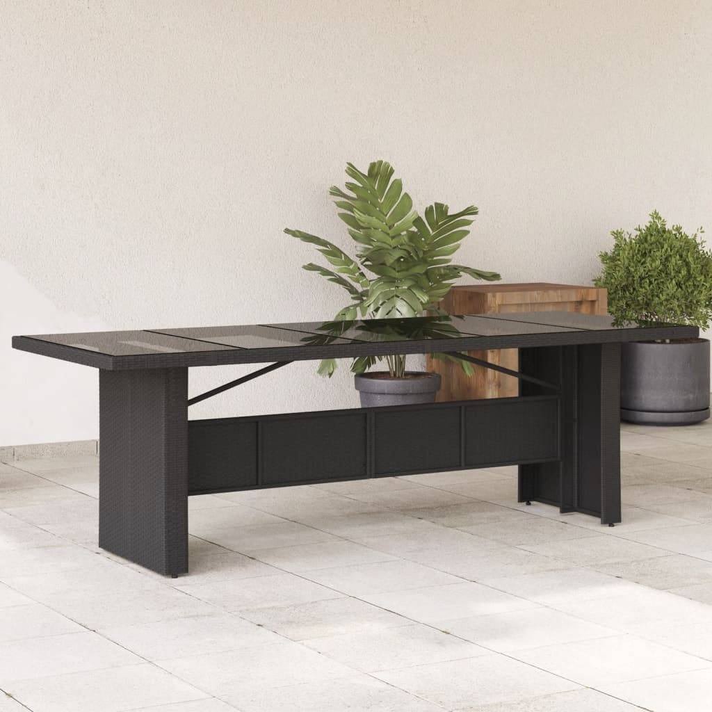 PANGIVO - Table de jardin résine tressée verre trempé noir 240 x 90 x 75 cm - PANGIVO - Image 1