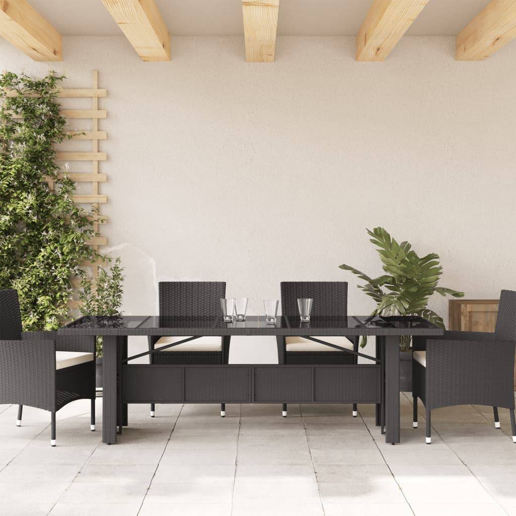 PANGIVO - Table de jardin résine tressée verre trempé noir 240 x 90 x 75 cm - PANGIVO - Image 3