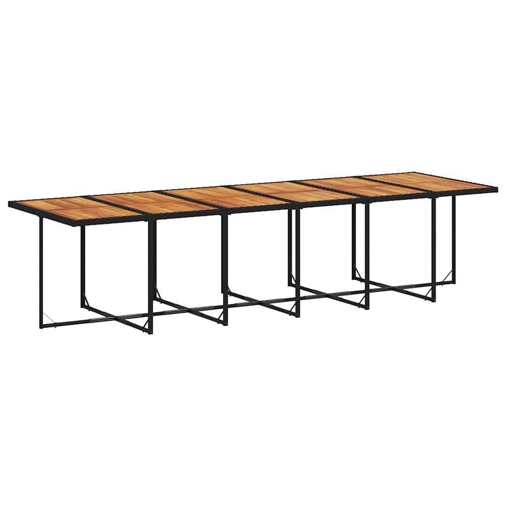 Salon de Jardin Encastrable 12 Places XXL, Grande Table 330cm Bois d'Acacia et Résine Tressée Noire – ComfortXL Outdoor Living - Image 4