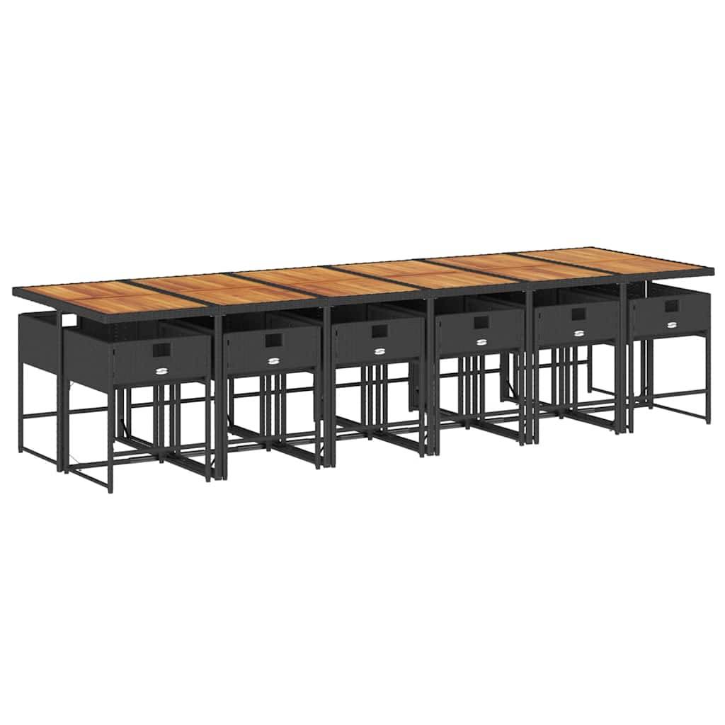Salon de Jardin Encastrable 12 Places XXL, Grande Table 330cm Bois d'Acacia et Résine Tressée Noire – ComfortXL Outdoor Living - Image 3