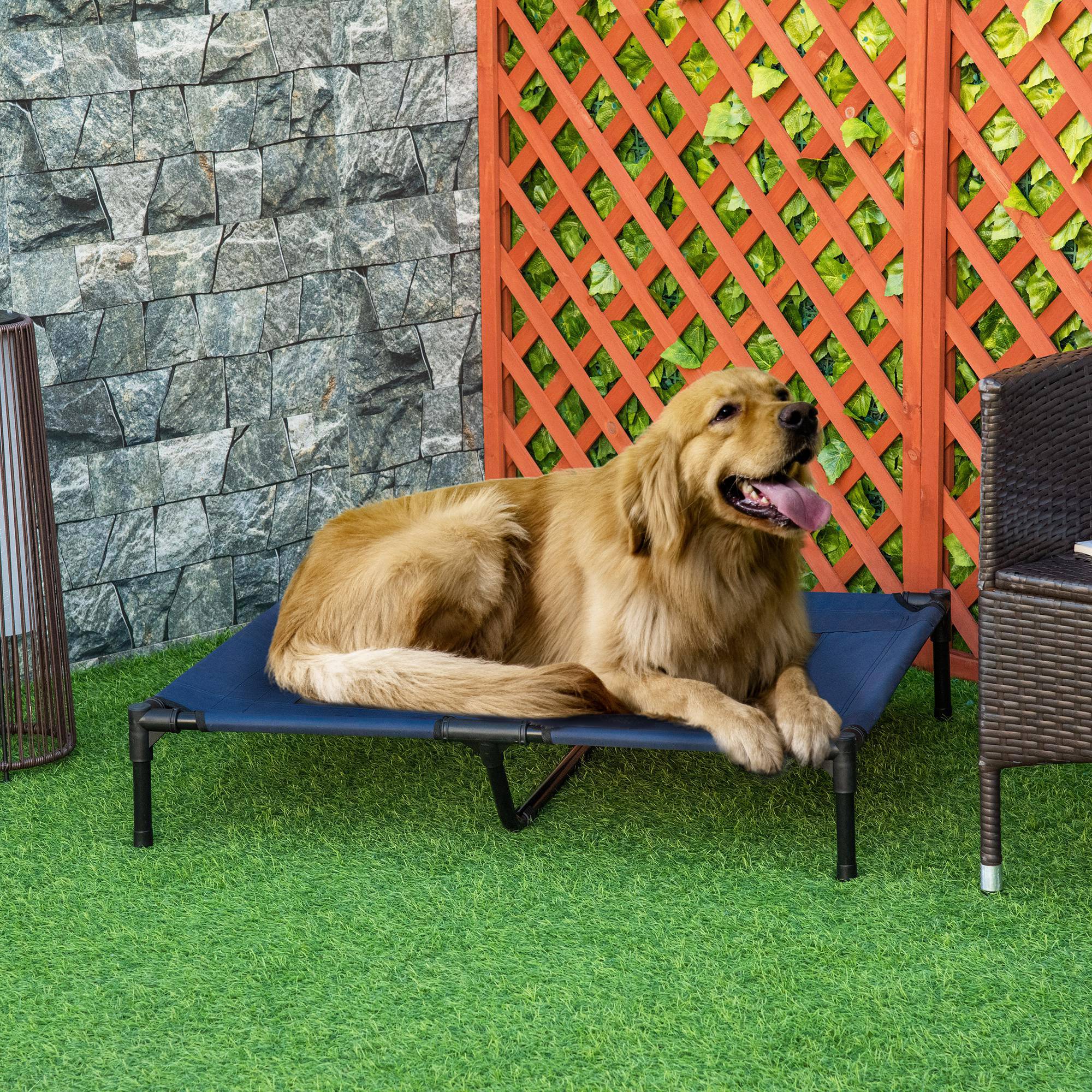 Lit rafraîchissant surélevé Métal pour grand chien Couchage XL anti-humidité 92cm bleu - ComfortXL Outdoor Living - Image 3