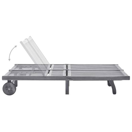 Bain de soleil - Transat - Chaise longue 2 places avec coussin Gris Acacia - MEUBLE PRO-JU6705 - Image 3