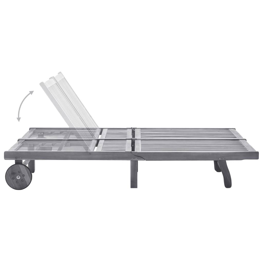Bain de soleil - Transat - Chaise longue 2 places avec coussin Gris Acacia - MEUBLE PRO-JU6705 - Image 3