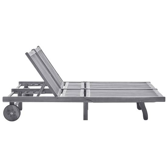 Bain de soleil - Transat - Chaise longue 2 places avec coussin Gris Acacia - MEUBLE PRO-JU6705 - Image 1