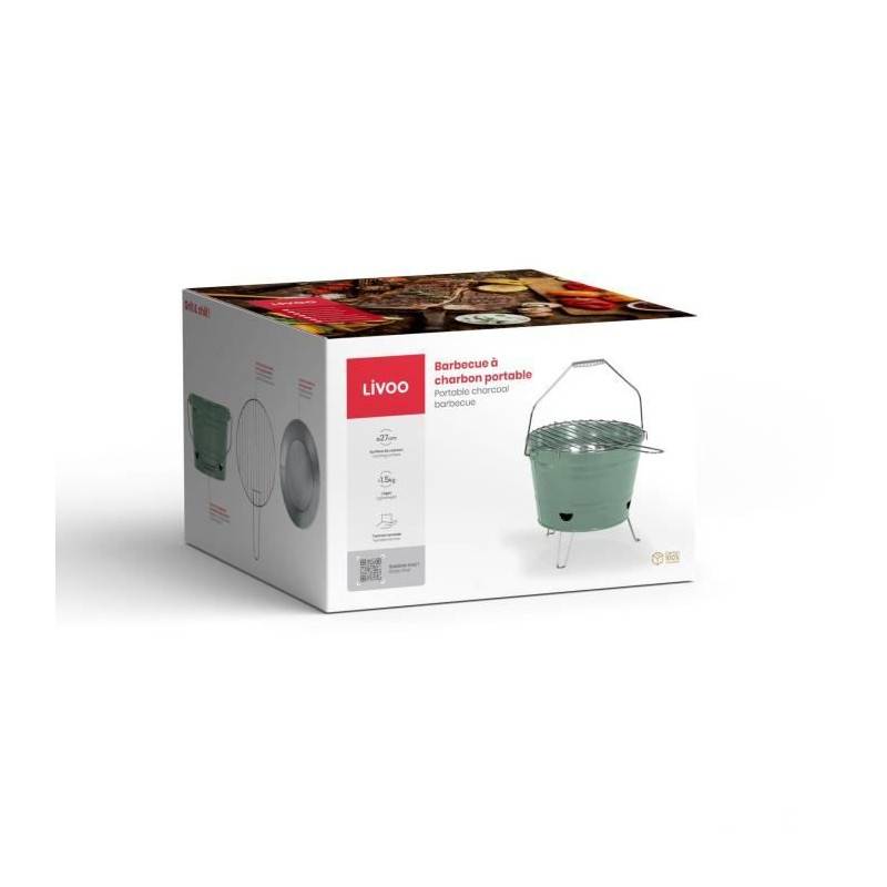 Livoo - Barbecue à charbon 27cm vert DOC327V Livoo - Image 5
