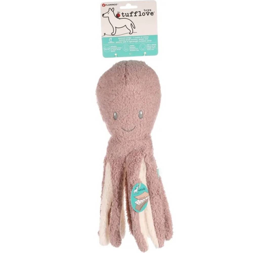 Flamingo - Jouet en tissu Poulpe rose 33 cm tufflove pour chien - Imagen 3
