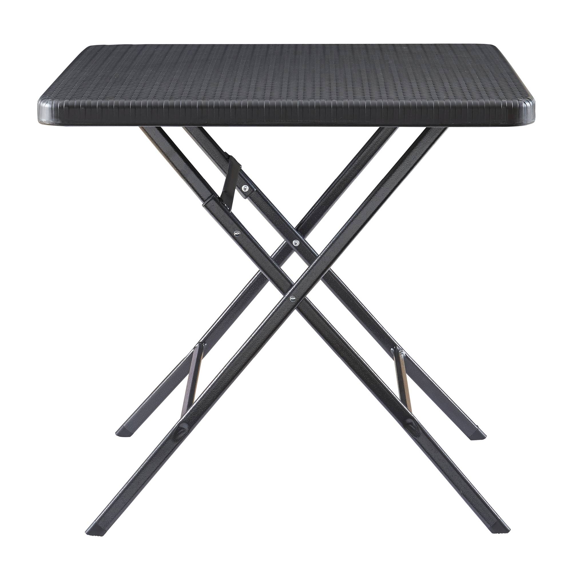Table de camping pliante Mark 78 x 78 x 74 cm effet rotin noir [en.casa] - Imagen 5