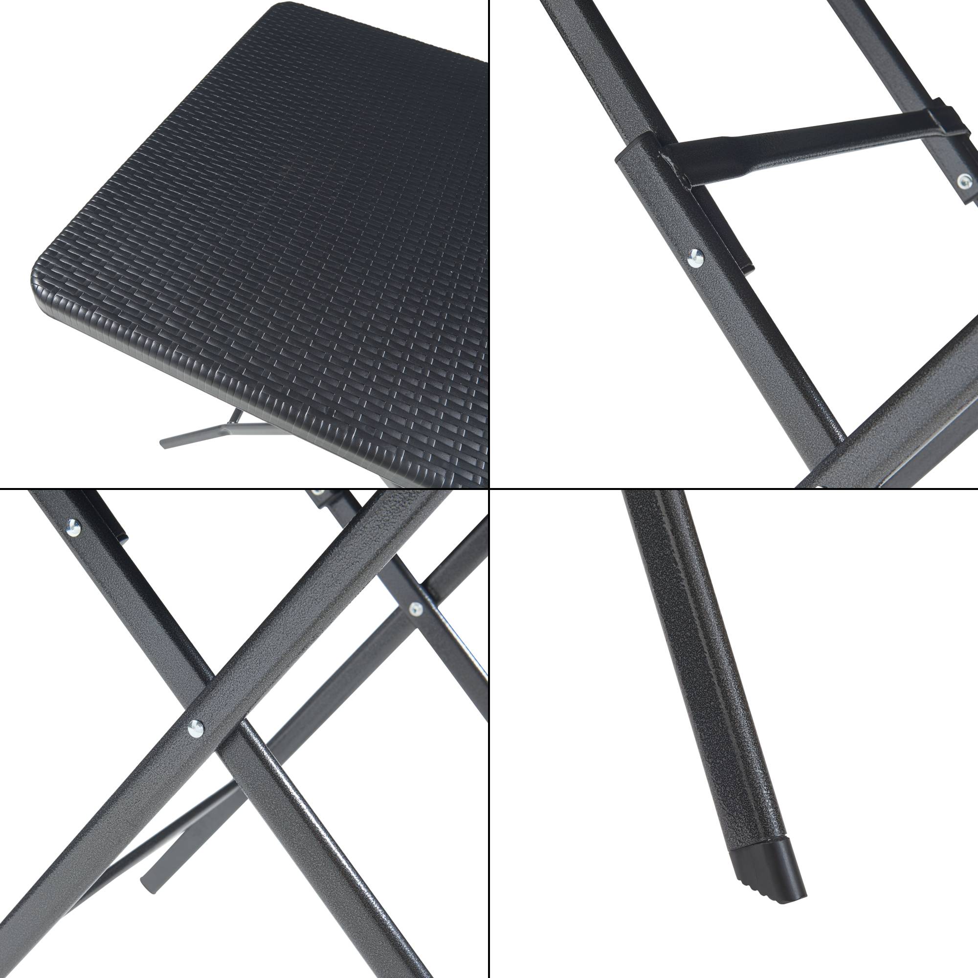 Table de camping pliante Mark 78 x 78 x 74 cm effet rotin noir [en.casa] - Imagen 7
