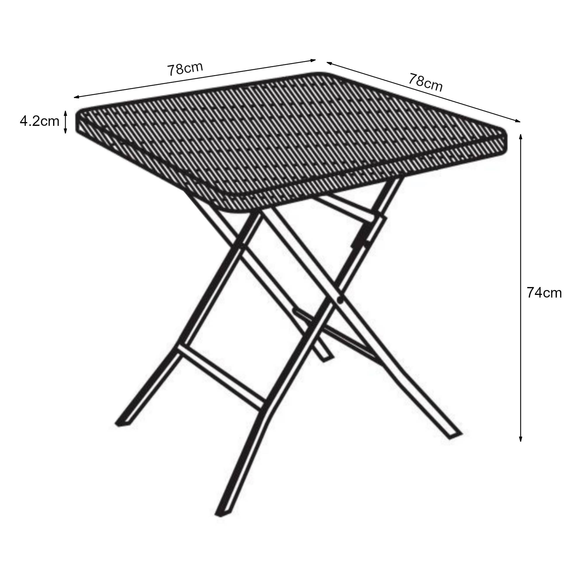Table de camping pliante Mark 78 x 78 x 74 cm effet rotin noir [en.casa] - Imagen 4
