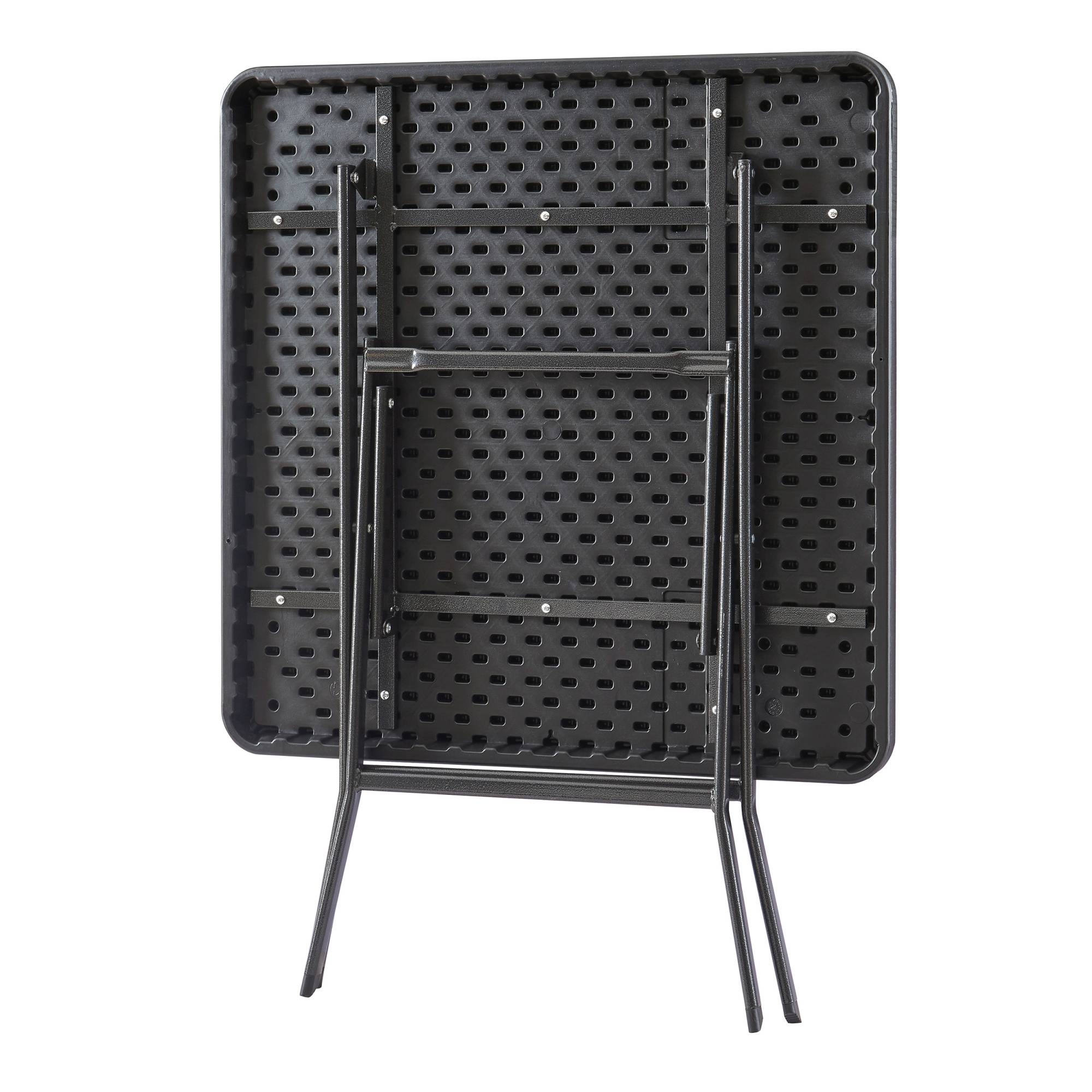 Table de camping pliante Mark 78 x 78 x 74 cm effet rotin noir [en.casa] - Imagen 6