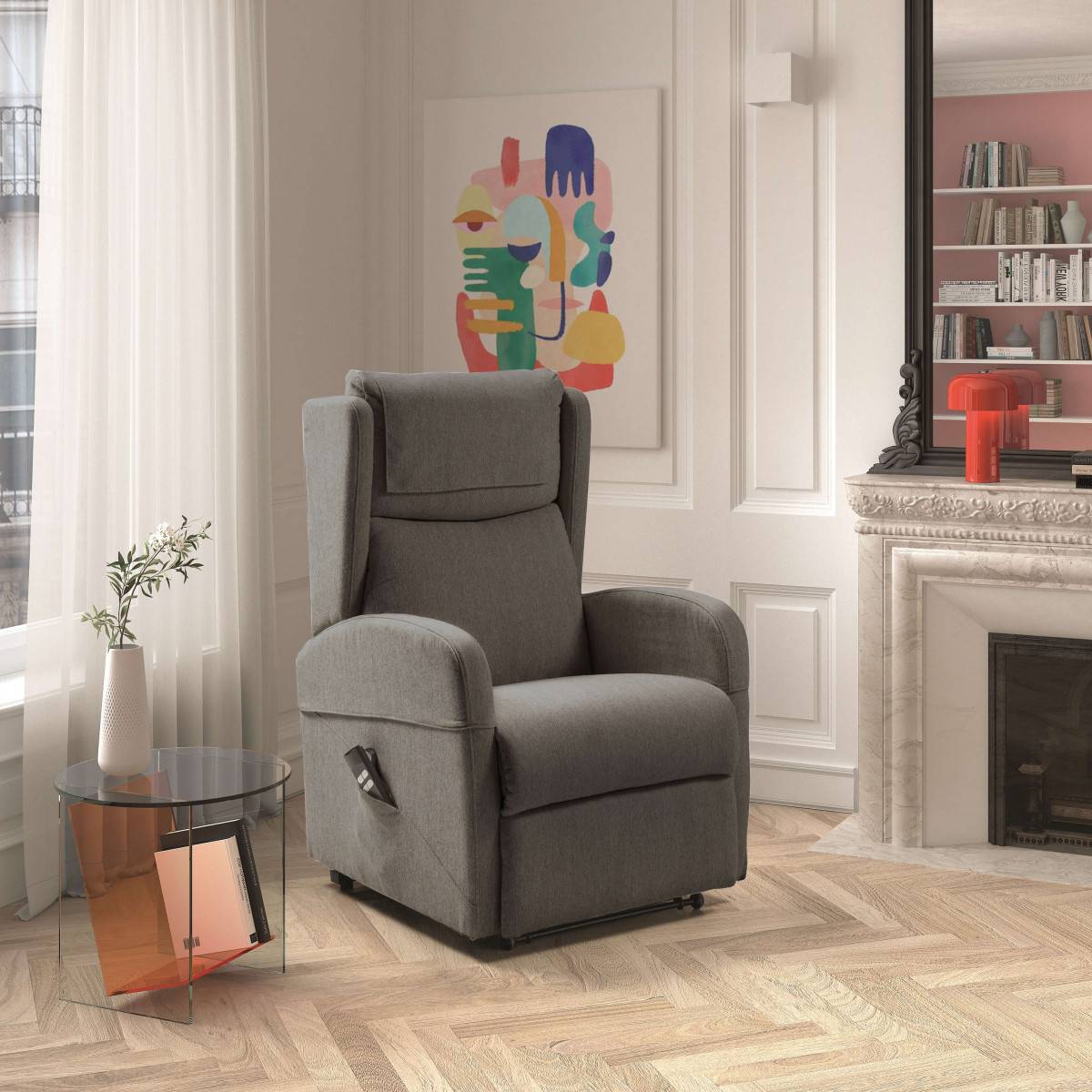 Fauteuil Relax Releveur Electrique Gris avec Roulettes - SEVILLE - Image 2