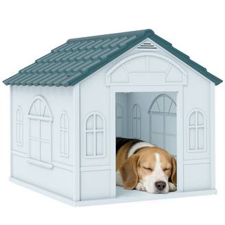 Cage de transport étanche en polypropylène pour chiens de petite et moyenne taille (20 kg max.), 65 x 75,7 x 63 cm, bleue