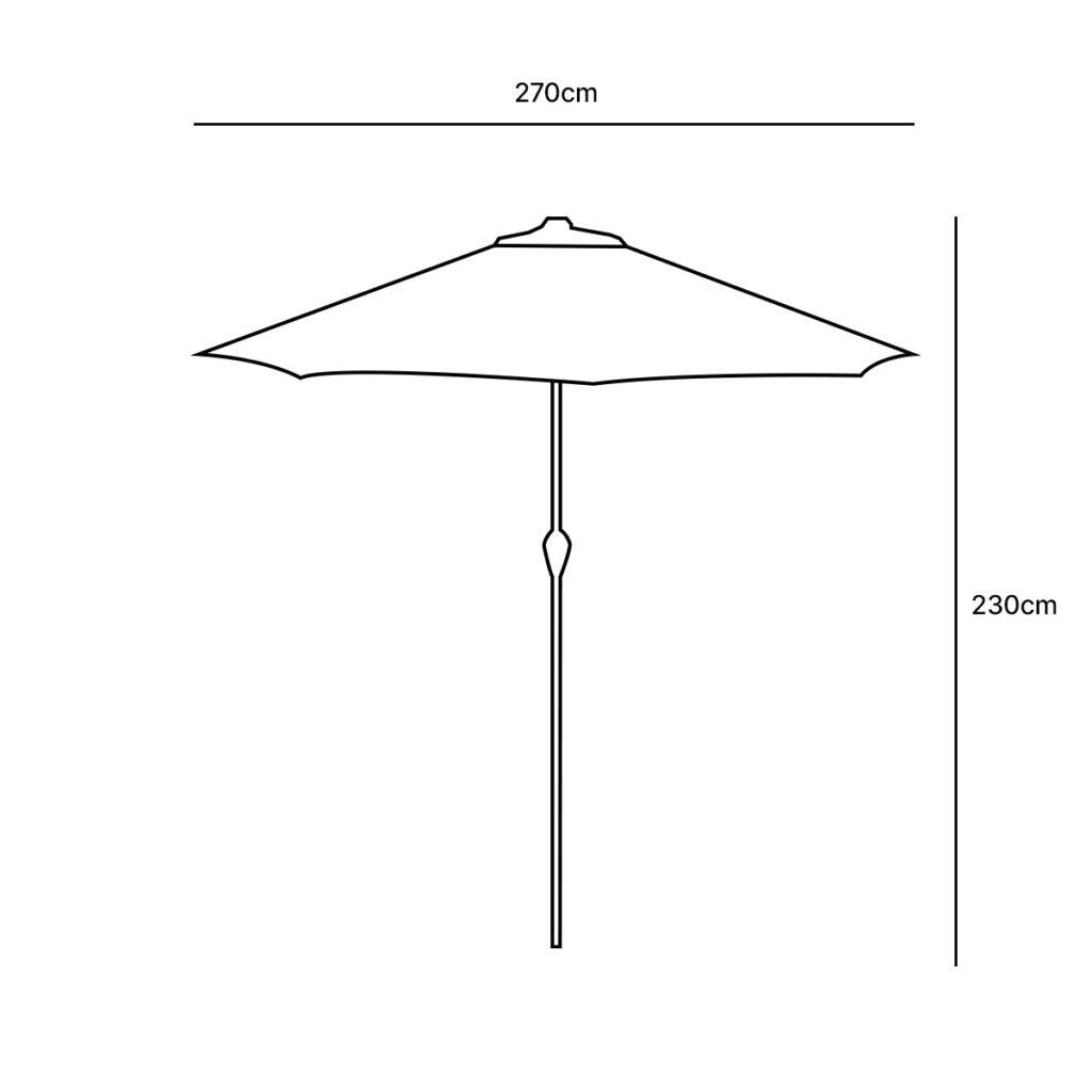 Wilsa Garden - Parasol pour jardin 270 cm taupe en acier à manivelle - Imagen 7