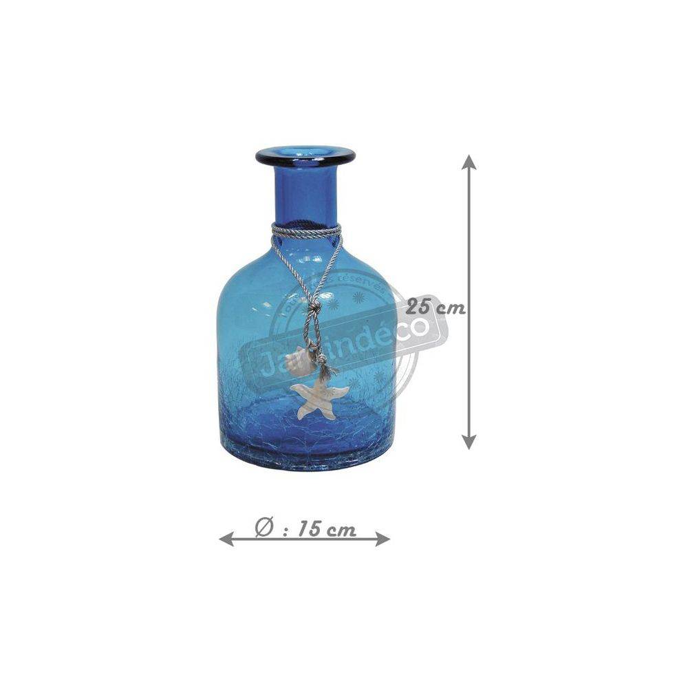 Aubry Gaspard - Vase petite bouteille en verre teinté bleu - Imagen 2