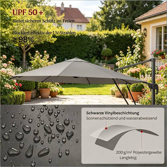 Parasol extérieur, parasol rond pour balcon, parasol de jardin avec base en acier cruciforme (parasol uniquement) - Image 6
