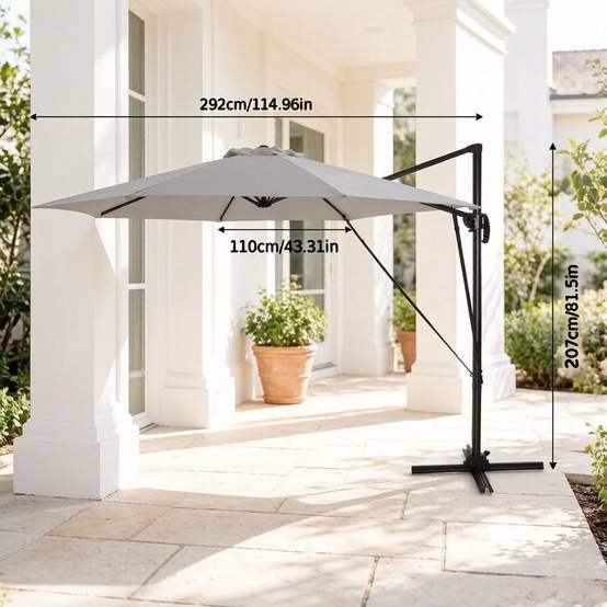 Parasol extérieur, parasol rond pour balcon, parasol de jardin avec base en acier cruciforme (parasol uniquement) - Image 7