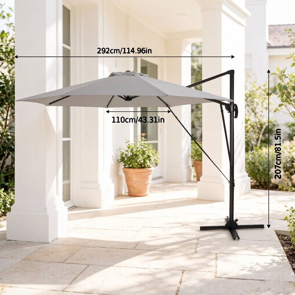 Parasol extérieur, parasol rond pour balcon, parasol de jardin avec base en acier cruciforme (parasol uniquement) - Image 7