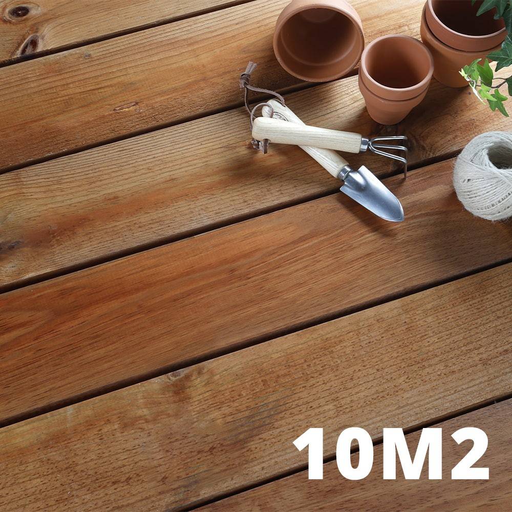 Decklinea - Kit Terrasse Bois ELVA 10m2 - 42 Lames de Terrasse (200 x 12 x 2.8 cm) - Traite CL3 - Marron - Garantie 10 ans -Surface Lisse - Imagen 1