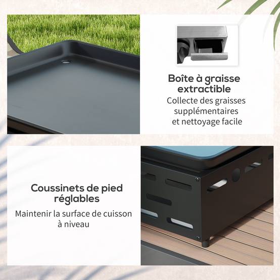 Plancha à gaz acier émaillé noir 77 x 44.5 x 19 cm - PANGIVO - Image 9