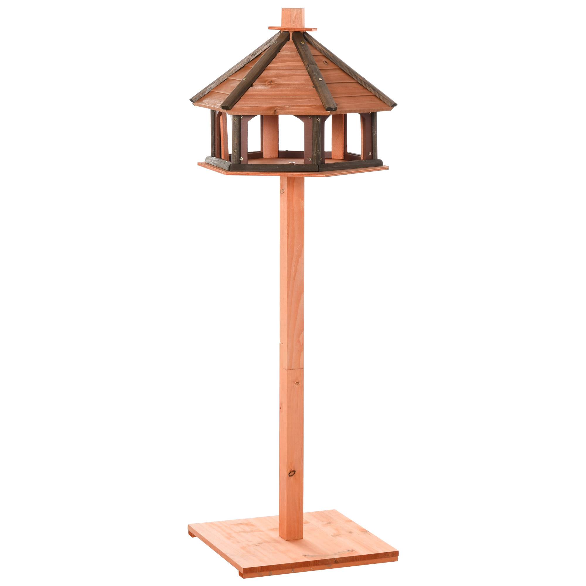Mangeoire pour oiseaux sur pied bois naturel 52 x 52 x 130 cm - PANGIVO