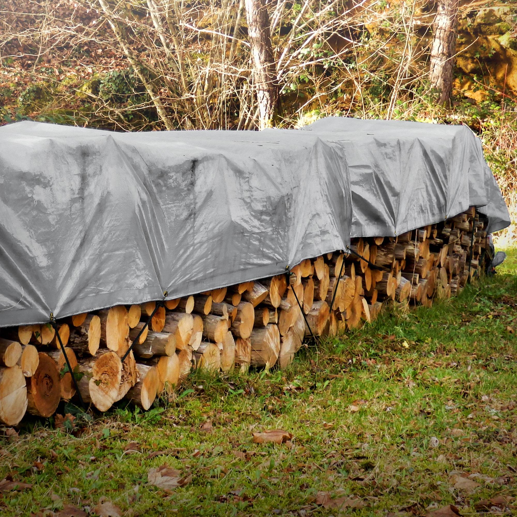 Ecd-Germany - Bâche de Protection Premium avec Œillets + 10 Crochets, 5x9m 45m², 650g/m², Grise, Tissu PVC, Indéchirable, Imperméable - Imagen 9