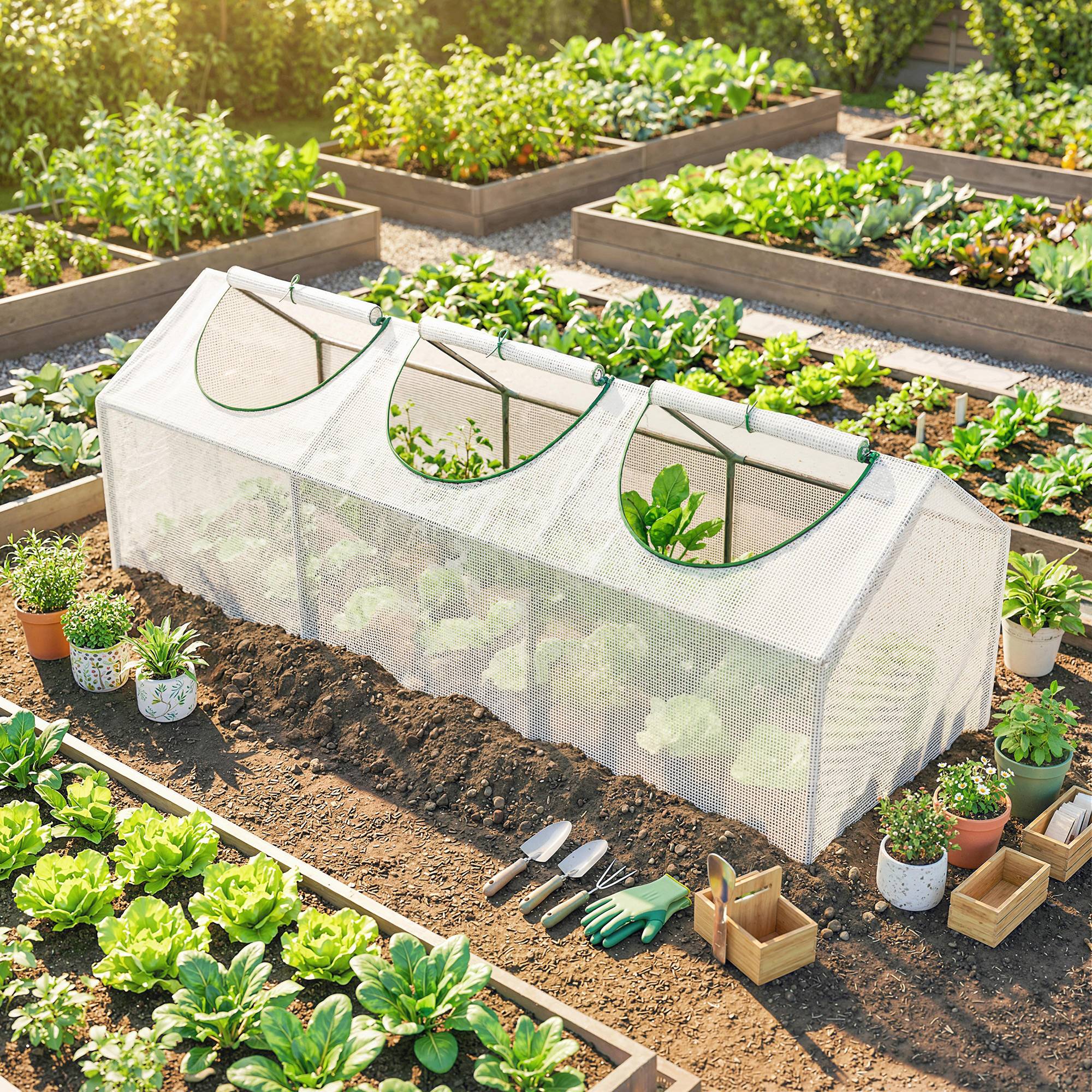 Outsunny - Mini serre de jardin 180x60x60cm 3 fenêtres zippées et enroulables couverture plastique cadre acier blanc - Outsunny - Image 6