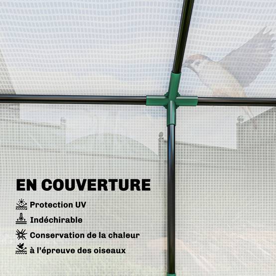 Outsunny - Mini serre de jardin 180x60x60cm 3 fenêtres zippées et enroulables couverture plastique cadre acier blanc - Outsunny - Image 7