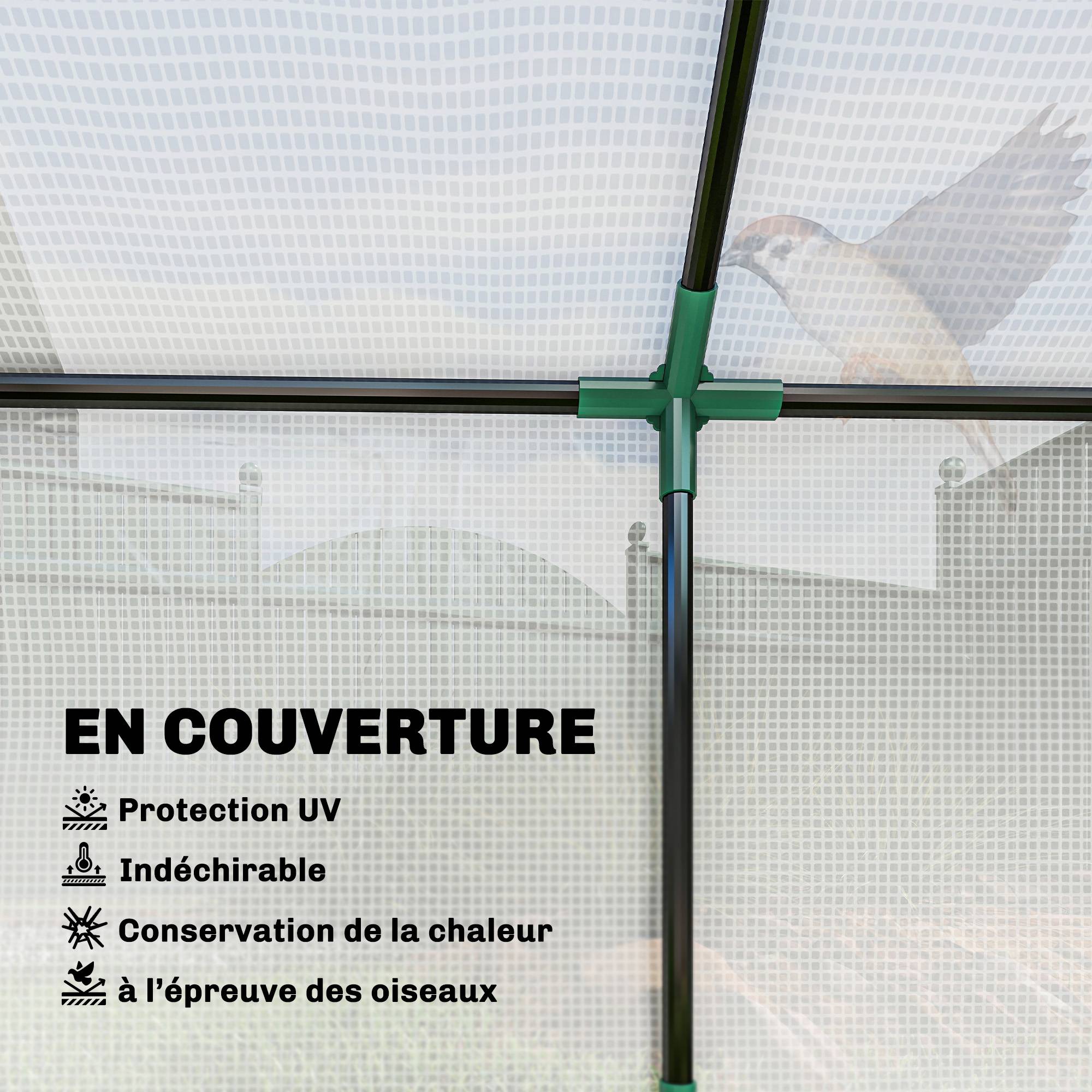 Outsunny - Mini serre de jardin 180x60x60cm 3 fenêtres zippées et enroulables couverture plastique cadre acier blanc - Outsunny - Image 7