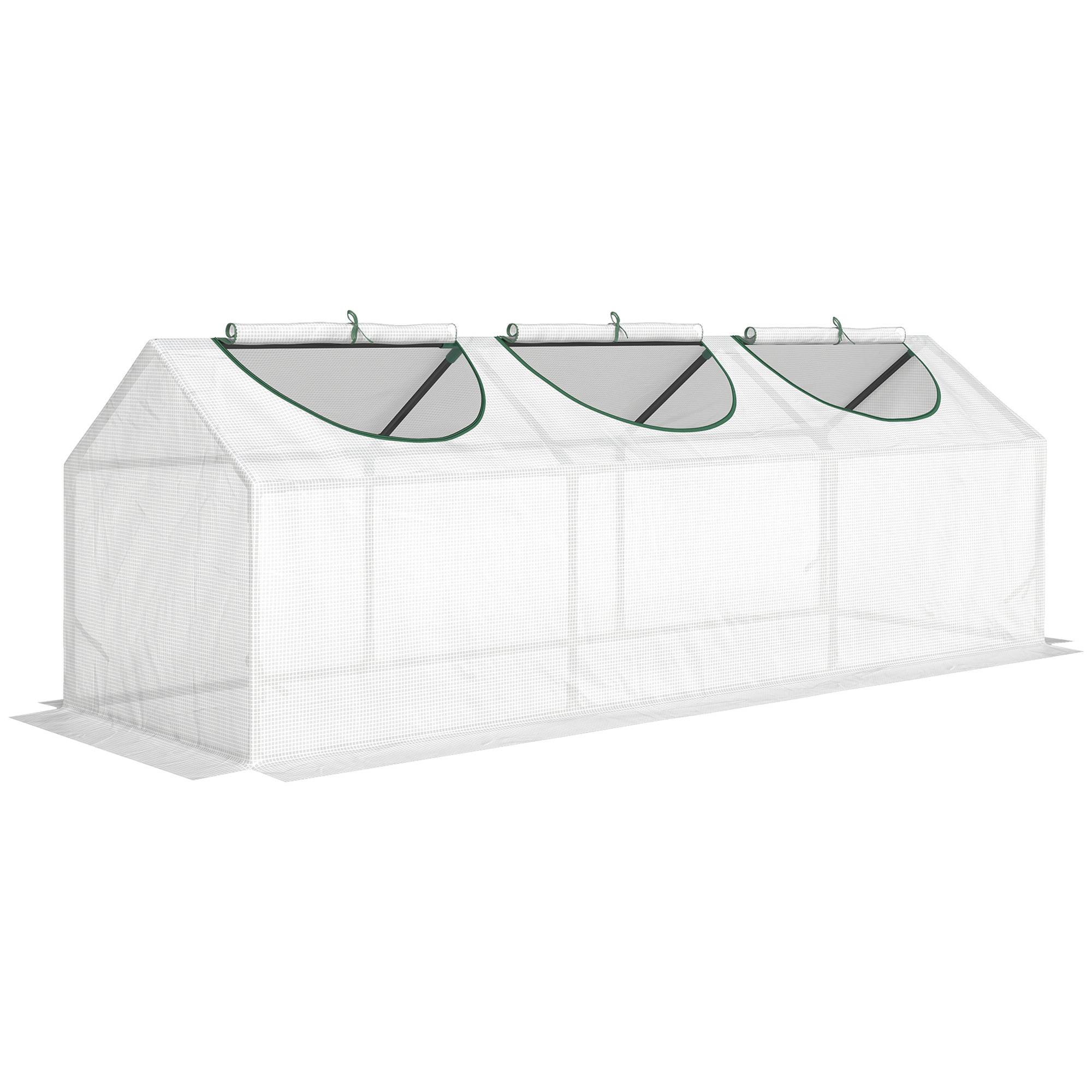 Outsunny - Mini serre de jardin 180x60x60cm 3 fenêtres zippées et enroulables couverture plastique cadre acier blanc - Outsunny - Image 1