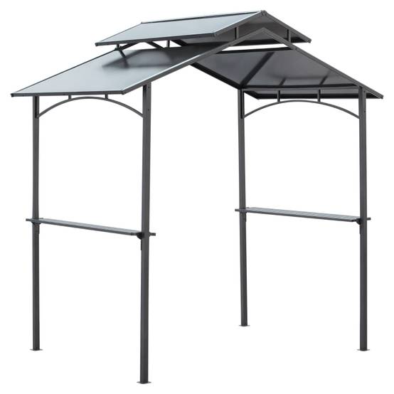 Tonnelle de barbecue acier et polycarbonate abri grill extérieur ventilation 2.4x1.5m - ComfortXL Outdoor Living - Image 2