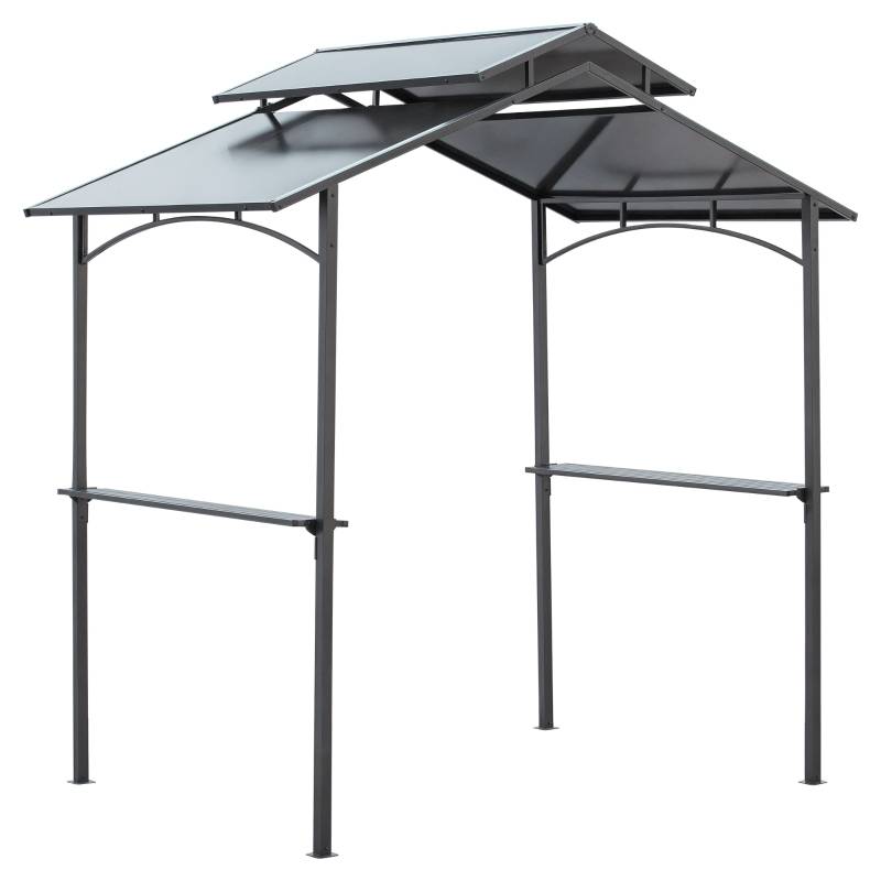 Tonnelle de barbecue acier et polycarbonate abri grill extérieur ventilation 2.4x1.5m - ComfortXL Outdoor Living - Image 2