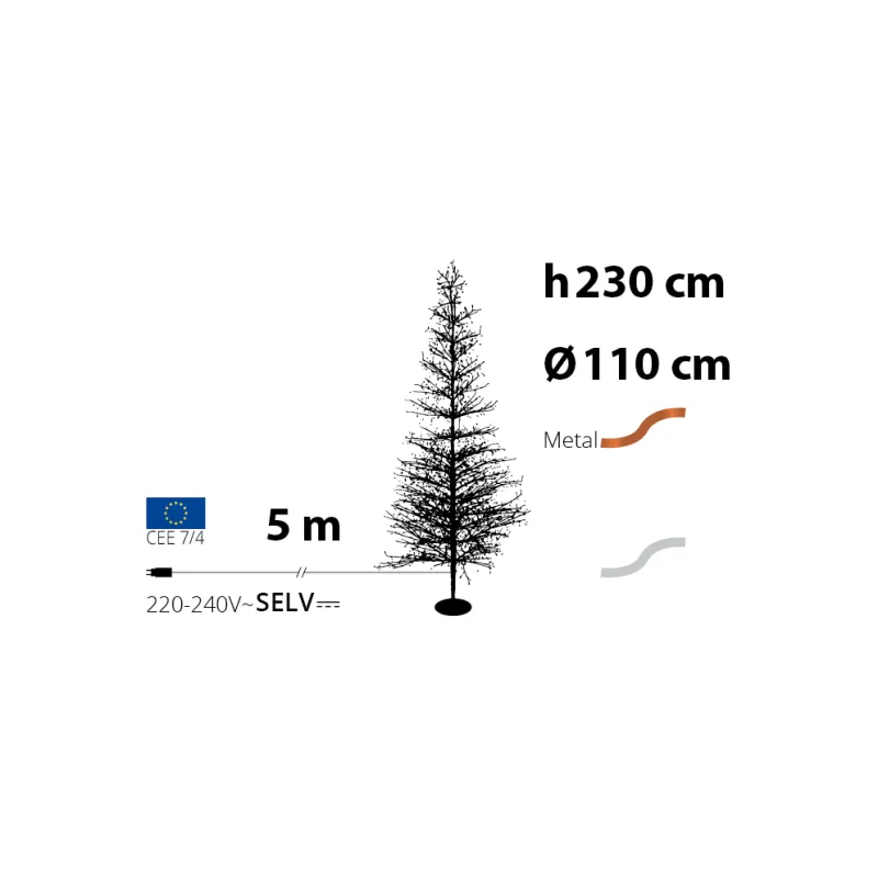 Lotti - Arbre Conique Lumineux TILLEUL Rose Gold H230cm Ø110cm 2432 MicroLED Blanc Chaud Fixe & Flash Lotti - Image 3
