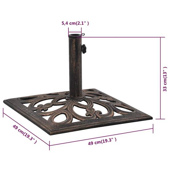 Vidaxl - Socle de parasol Bronze 12 kg 49 cm Fonte vidaXL 47868 - Image 3